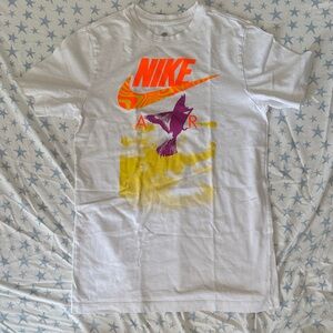 Nike White Tee with Orange and Purple Graphic